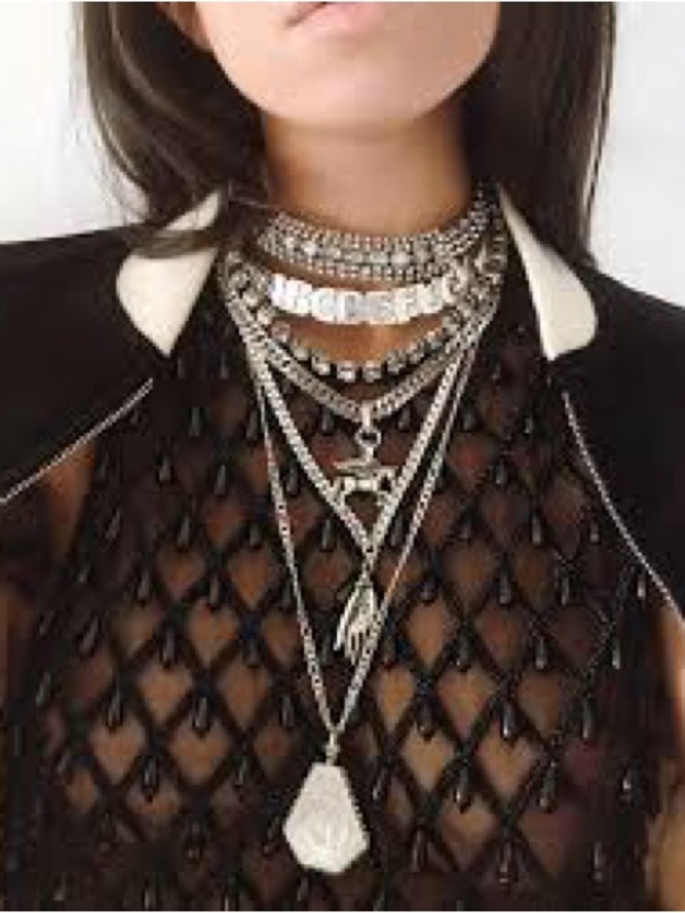 Black Beaded Mesh Tank Top — Sheer Beaded Overlay